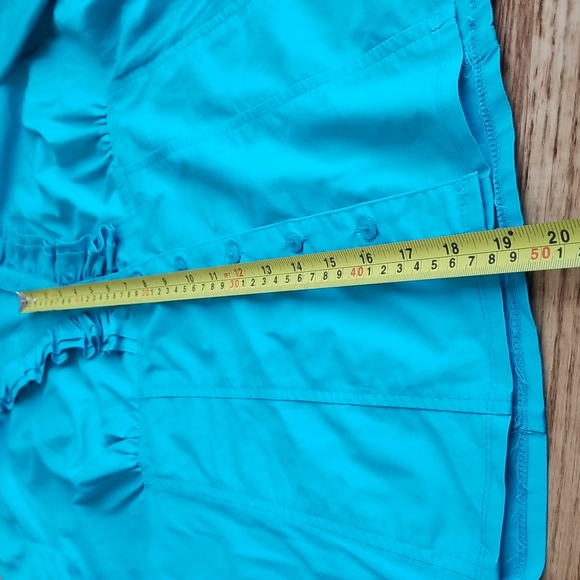 (L) Signature by Larry Levine Button Down Top Ruffle Trim Knit Accents - Picture 6 of 9